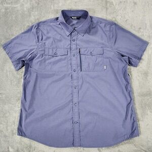 Outdoor Research Way Station Shirt Mens XXL Blue Short Sleeve Button Up‎ Hiking